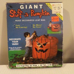+ NOS 1989 SunHill 1 Giant Stuff-A-Pumpkin Decorated Leaf Bag 2 Sided